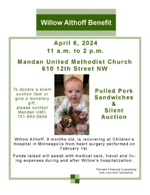 Benefit for Baby Willow Althoff @ Mandan United Methodist Church